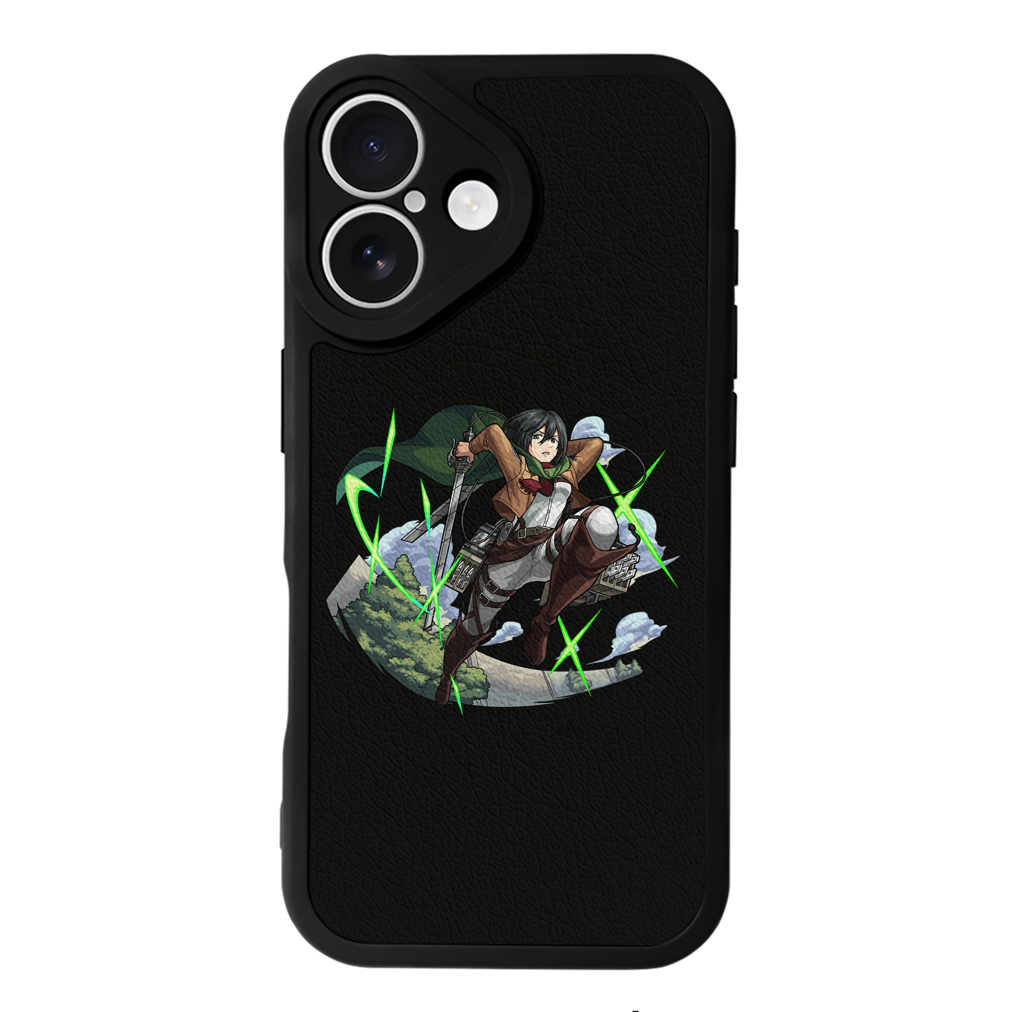 （画像用） 進撃の巨人 ミカサ·アッカーマン Attack on Titan Mikasa Ackerman 【iPhone 16シリーズ対応】シリコンスマホケース（レザー調） 材質：シリコン